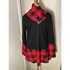 Miusey Plaid Cowlneck Long Sleeve Blouse S Academia Classic Preppy Print NEW
